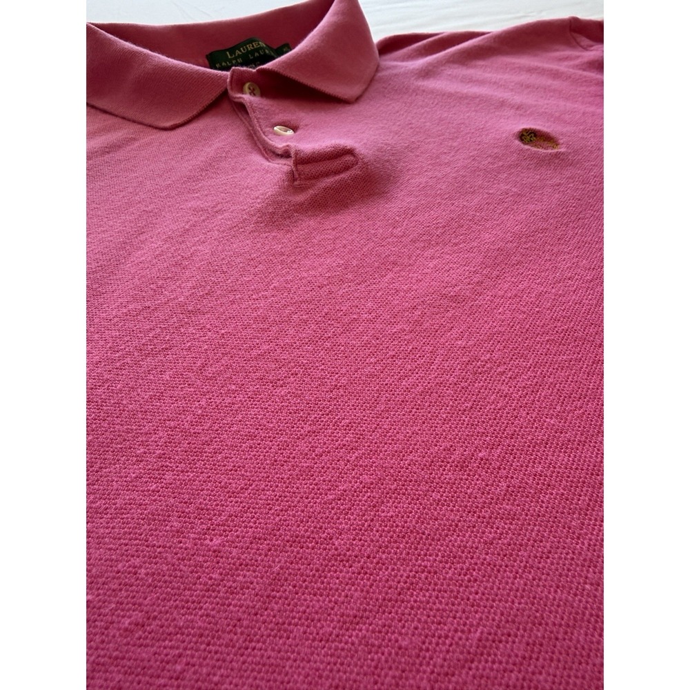 Lauren Ralph Lauren Mens XL, Pink, Cotton Pique, Short Sleeve, Crest Polo Shirt - Picture 3 of 10